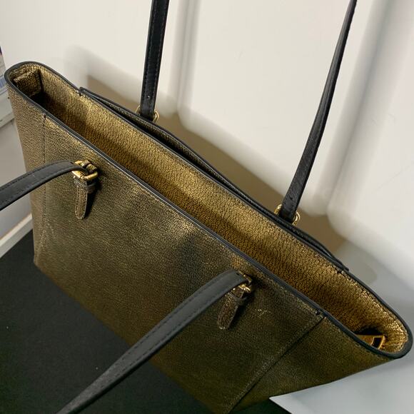 Coach Gold Metallic Turnlock Tote - Picture 11 of 16